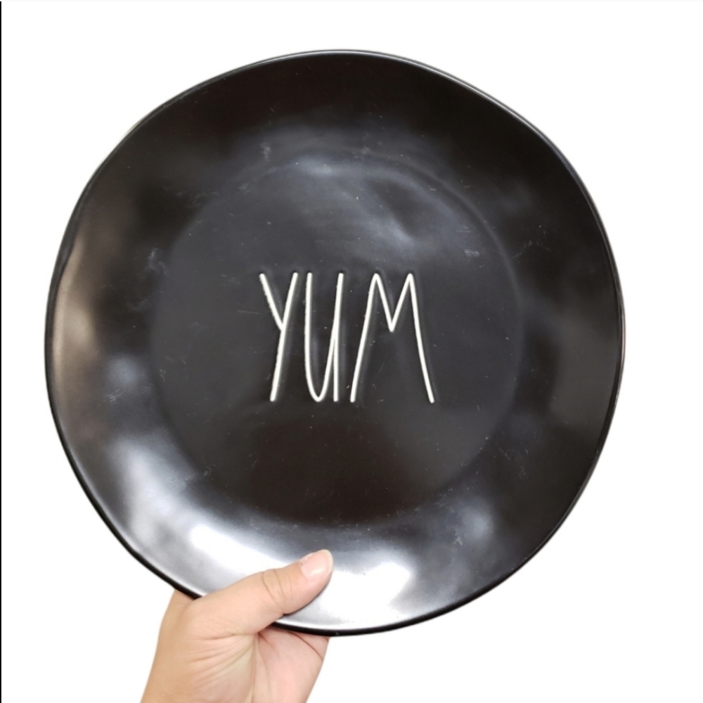 Rae Dunn 11" Black Ceramic Yum Plate